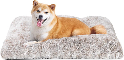 EHEYCIGA Fluffy Dog Crate Bed for Medium Dogs, Plush Faux Fur Crate Pad, Calming Anti Anxiety Medium Dog Bed, Washable Soft Warm Crate Mat with Non-Slip Bottom