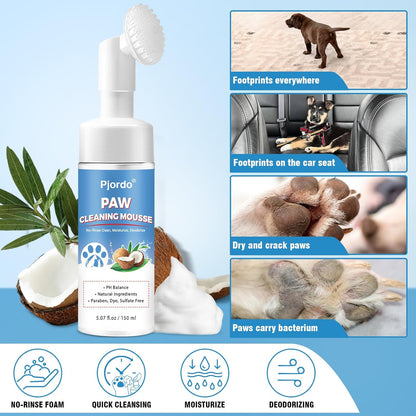 Pjordo Dog Paw Cleaner Kit, No-Rinse Foaming Cleanser for Dogs and Cats, Dog Paw Balm for Heal Dry Cracked Paws & Nose, Pet Foot Washer Paw Scrubber for Large Medium Small XL Breed Dogs