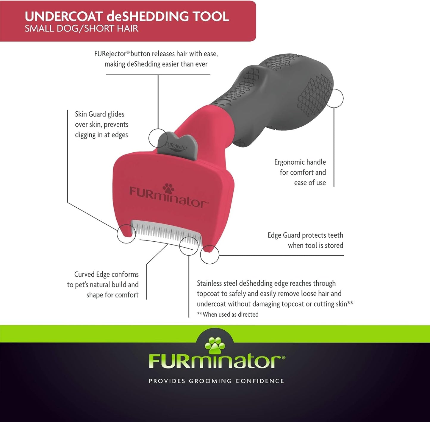 FURminator Large Dog Undercoat deShedding Tool for Long Hair, Reduces Loose Hair From Shedding