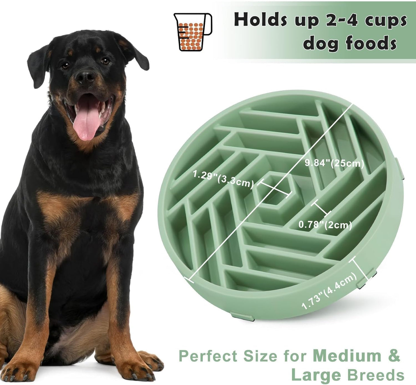 TOBYTO Slow Feeder Dog Bowls Large Medium Breed,Anti-Choking Slow Eating Dog Food Bowl,Non Slip Pet Slower Food Feeding Bowls Large Puzzle Slow Feeder Bloat Stop Maze Dog Dishes,Black