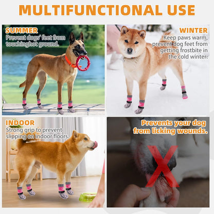 KOOLTAIL Dog Socks Shoes for Hot Pavement to Prevent Licking Paws, Winter Dog Boots&Paw Protector for Hardwood Floors Anti Slip,Traction Control Grip Booties for Small Medium Large Senior Dogs,Black M