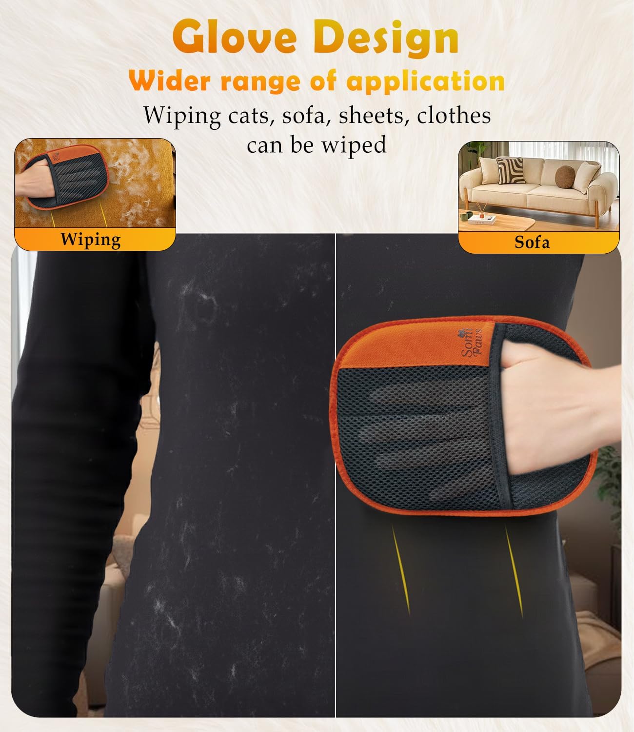 Pet Hair Removal Glove | Soft Grooming Brush for Dogs & Cats | Massage Tool | Easy Hair Removal for Furniture and Clothes | Reusable Pet Hair Remover for Couch, Carpet & Car Seats 1PCS