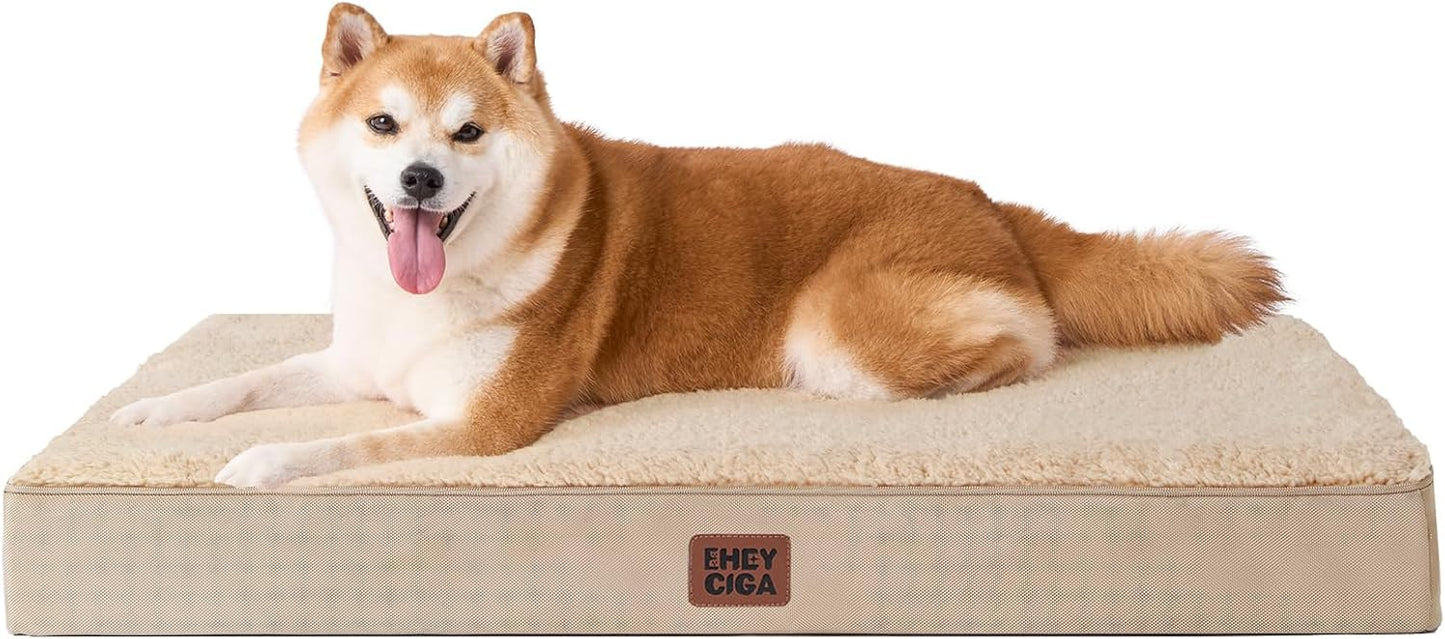 EHEYCIGA Orthopedic XL Dog Beds for Extra Large Dogs with Removable Washable Cover for Crate, Grey, 41x27