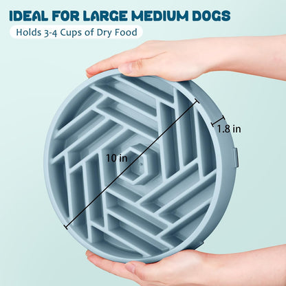 WHIPPY Slow Feeder Dog Bowl, Puzzle Maze Design to Slow Down Eating, 3-Cup Capacity, Anti-Gulping Food Bowl for Medium & Large Dogs,Black