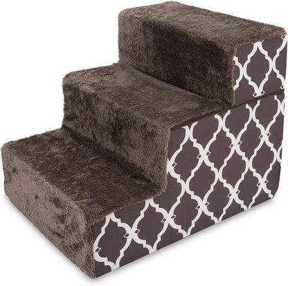 Best Pet Supplies Dog Stairs & Steps - Foam Steps for Small Dogs & Cats, Non-Slip Indoor Balanced Pet Step Support, Dog Ramp, No Assembly, Ash Gray Linen, 2-Step (12-inch Height)