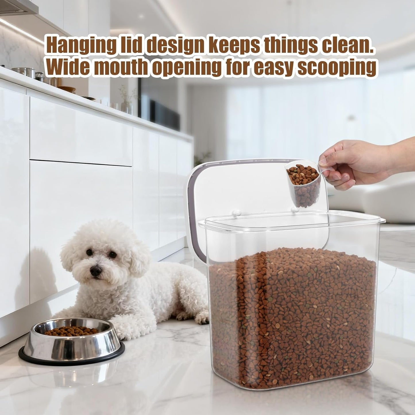 TBMax Dog Cat Food Storage Container 6-8 Lbs with Easy-Carrying Handles, Stackable Pet Food Dog Treat Container with Pop Up Lids, Airtight Food Storage Bin for Kitchen Organization
