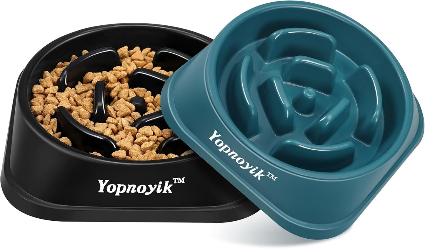 2 Pack Slow Feeder Dog Bowls for Healthy Eating, Non-Slip and Anti-Choking Design, Reduces Bloating & Overeating for Medium Dogs and Cats, Easy to Clean