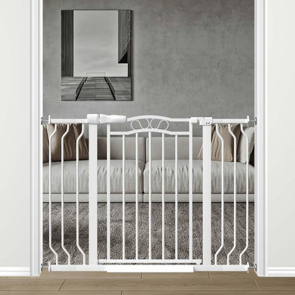 Fairy Baby 62.5"-71.6" Extra Wide Baby Gate Pressure Mount, Long Large Dog Gate Indoor Doorways Stairs, No Drill Safety Child Gate for Kids with Double Lock, Walk Thru Pet Gate for Puppy Doggy, Black