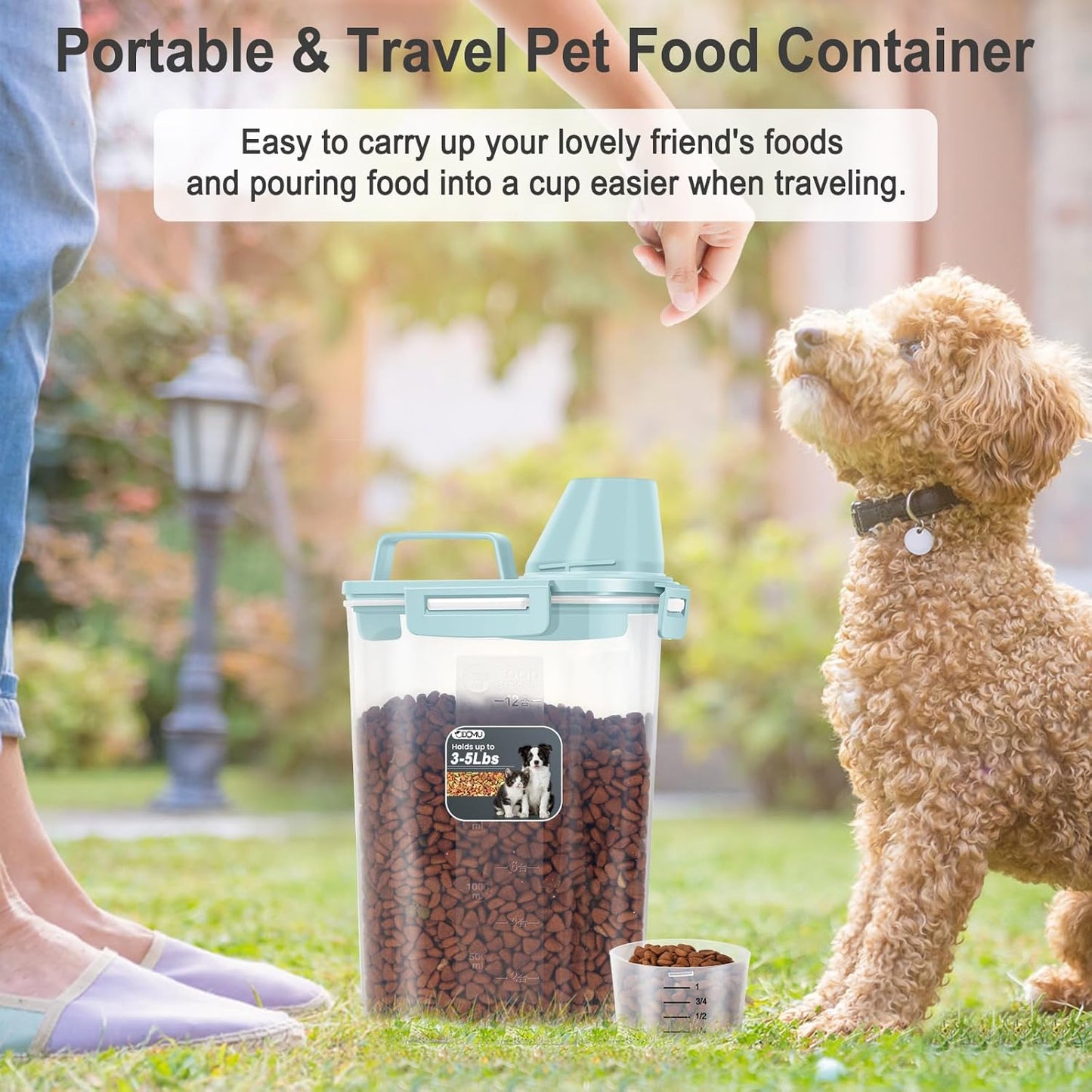 Dog Cat Food Storage Container, Pet Food Container Airtight with Large Spout & Cup, BPA-Free Plastic Food Dispenser for Pet Food, Bird Seed, Rice, Flour - Pink 2.5-5lb (1 pack)