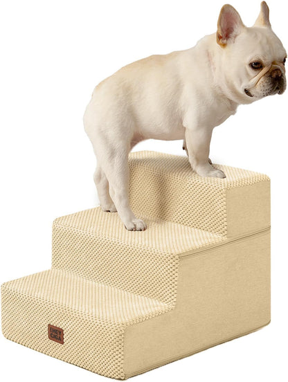 EHEYCIGA Dog Stairs for High Bed 22.5" H, 5-Step Dog Steps for Bed, Pet Steps for Small Dogs and Cats, Non-Slip Balanced Pet Ramp Indoor, Grey