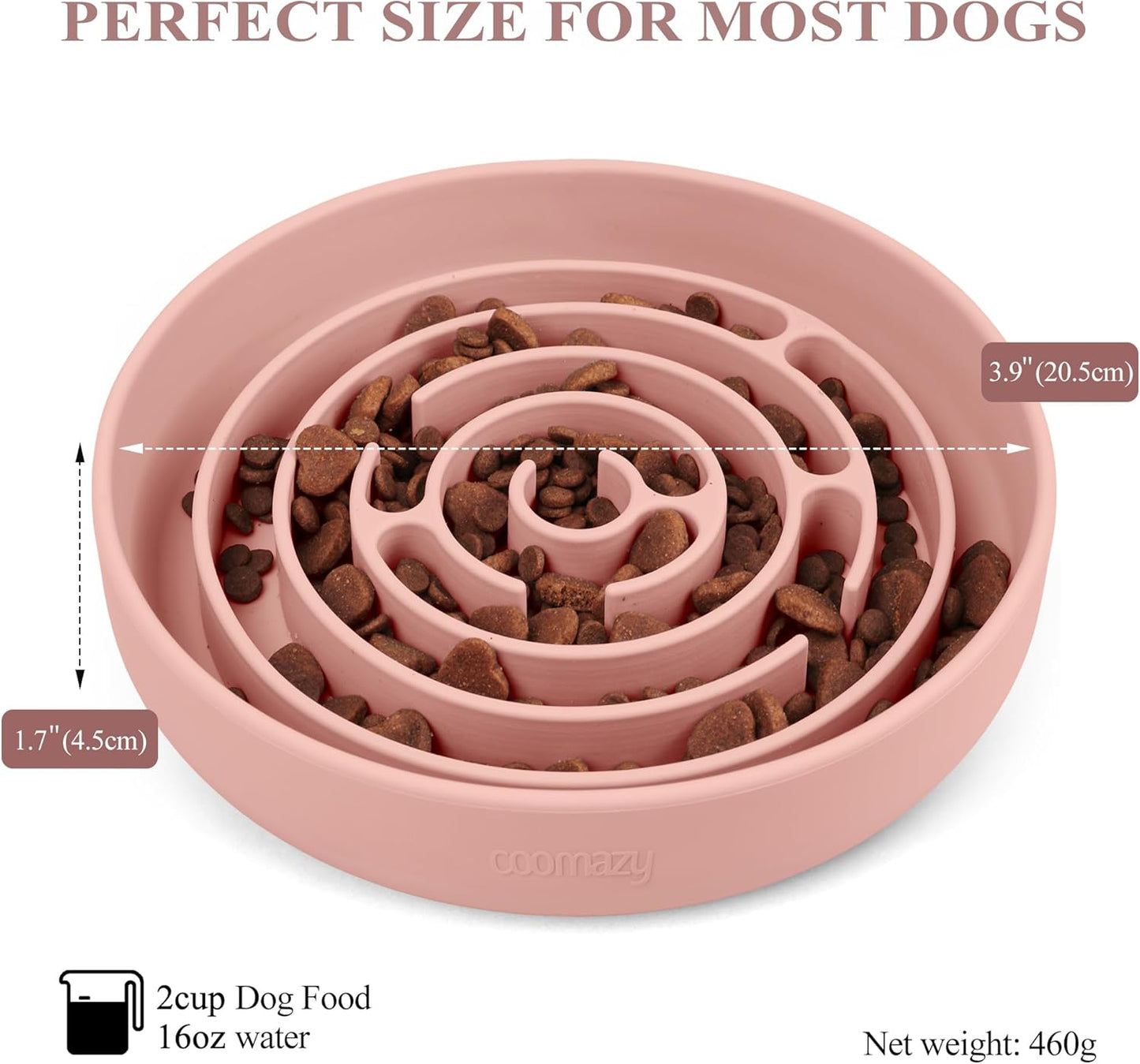 Coomazy Extra Large Slow Feeder Bowl, Silicone Dog Bowl with Suction Cups, Slow Feeder & Non-Slip Design, Boredom and Anxiety Reducer, Suitable for Large Dogs, Avocado Green, 5 Cup