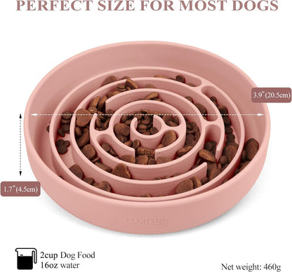 Coomazy Extra Large Slow Feeder Bowl, Silicone Dog Bowl with Suction Cups, Slow Feeder & Non-Slip Design, Boredom and Anxiety Reducer, Suitable for Large Dogs, Avocado Green, 5 Cup