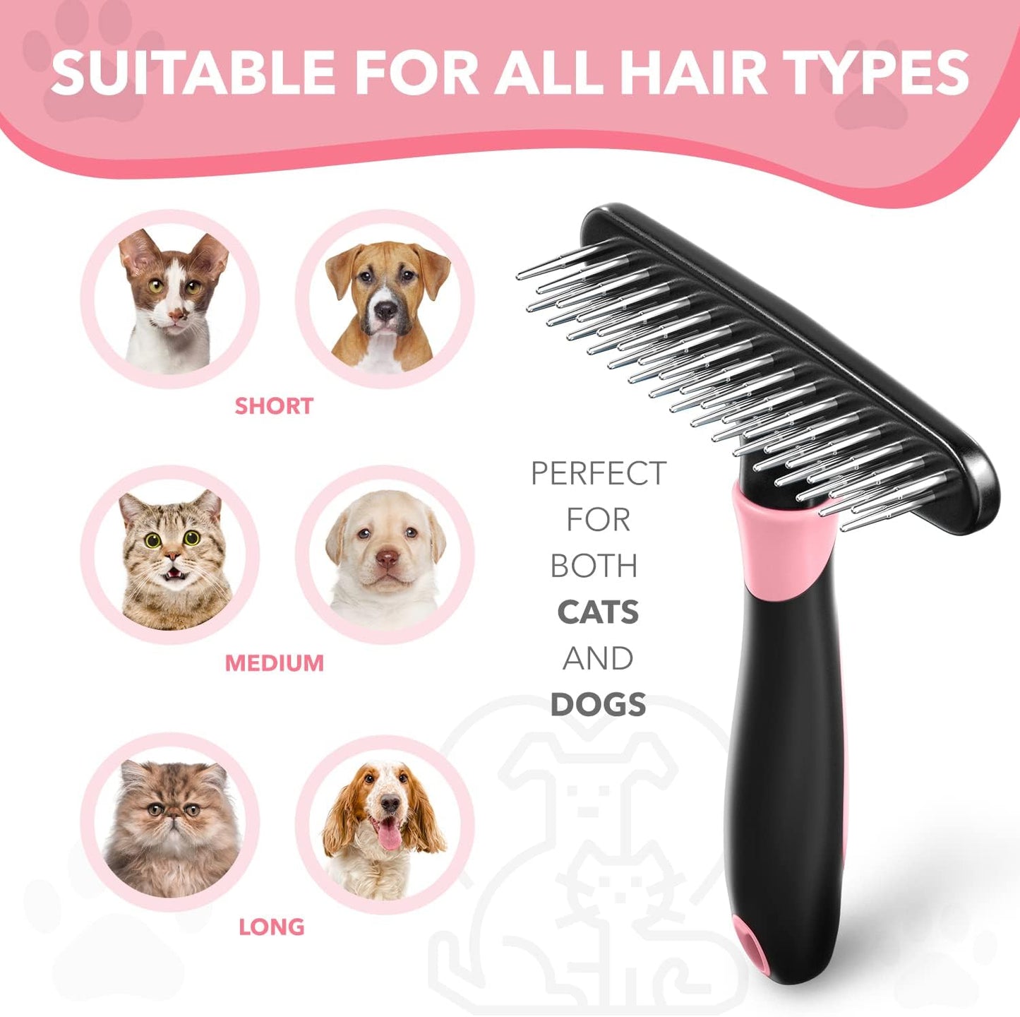 DOGI Deshedding Brush Comb - Undercoat Rake for Dogs, Cats, Short, Long Hair Coats - Double Row Stainless Steel Pins - Reduce Shedding by 90% (Green)