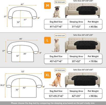 Calming Dog Bed Fluffy Plush Dog Mat for Furniture Protector with Removable Washable Cover for Large Medium Small Dogs and Cats (Large, Light Grey)