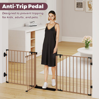 29.4-78" Extra Wide Baby Gate, Long Dog Gates Indoor for Doorways Stairs, Essential Large Safety Gate for Child Toddler with Anti-Trip Pedal, Adjustable Pet Gate, 28" Tall 3 Metal Panels Black
