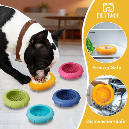 Dog Lick Bowl, Bestalk Wobbly Freeze Bowl Enrichment Feeder for Dogs, Anxiety Relief Lick Mat Puzzle Toy for Distraction, BPA Free Silicone, Dishwasher Safe(Rose,S)