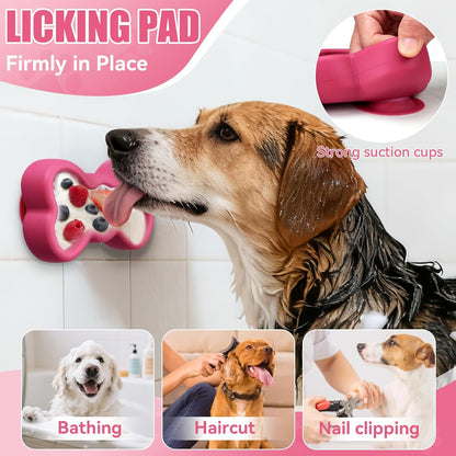Freeze Dog Lick Bowl, Animire Non-Slip Slow Feeder Lick Mat for Dogs, Silicone Dog Enrichment Bowl for Distraction Anxiety Relief Boredom, BPA Free, Dishwasher Safe(Rose,S)