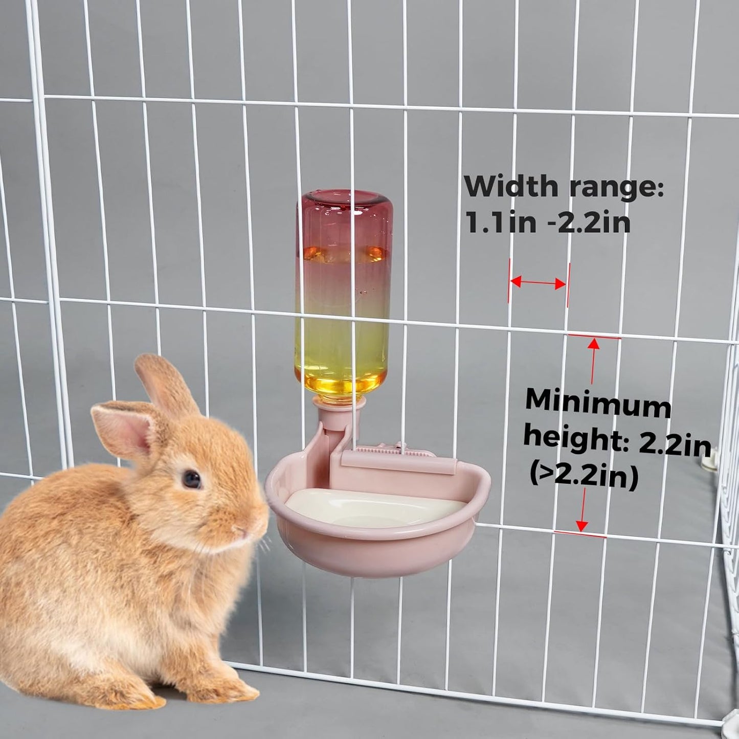 VANNON 16oz Pet Water Bottle, Gravity Dog Water Bowl Dispenser for Cage, Anti-Overflow Water Dispenser for Small Dogs, Cats, Rabbits and Other Small Animals, BPA Free, Grey