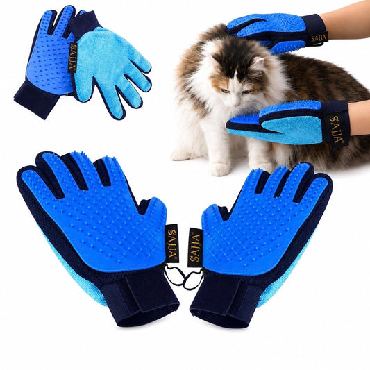2-in-1 Pet Grooming Gloves 2-Pack – Double-Sided Deshedding & Pet Hair Remover for Dogs & Cats – Gentle Massage Glove for Shedding Fur – Lint Remover for Furniture & Clothing