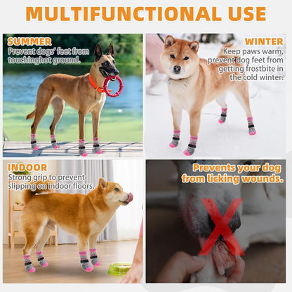 KOOLTAIL Dog Socks Shoes for Hot Pavement to Prevent Licking Paws, Winter Dog Boots&Paw Protector for Hardwood Floors Anti Slip,Traction Control Grip Booties for Small Medium Large Senior Dogs,Black M