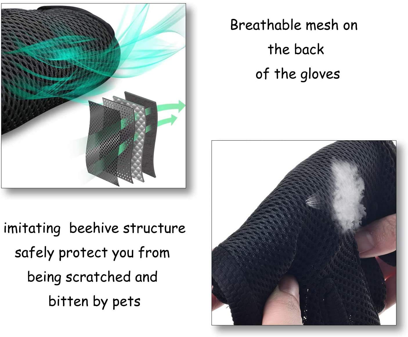 Pet Grooming Glove Hair Remover Brush Gentle Deshedding Efficient Pet Mitt Pet Massage Gloves Left & Right Hand Draw Dogs Cats Horses Long Short Fur (1Pair Left & Right Hand (Blue))