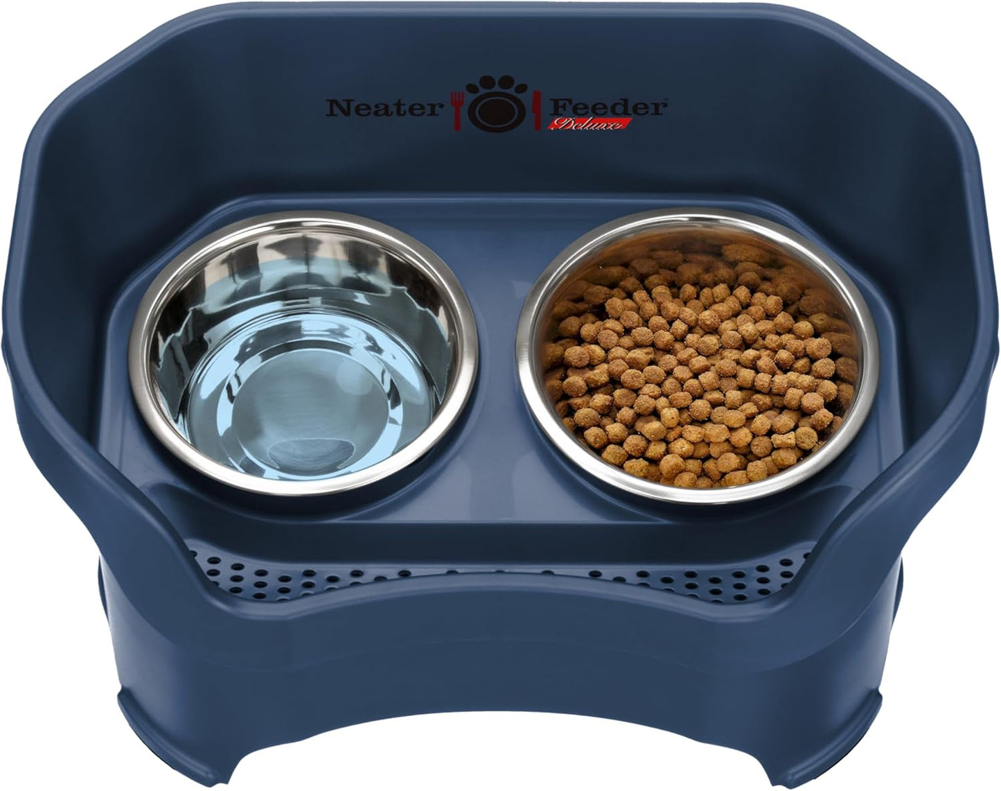 Neater Pet Brands Neater Feeder Deluxe Mess Proof Dog Bowls Elevated for Large Dogs Over 40 lbs, Made in USA, No Spill Raised Dog Food Bowl Stand Feeding Station, Food and Water Bowl Set, Black