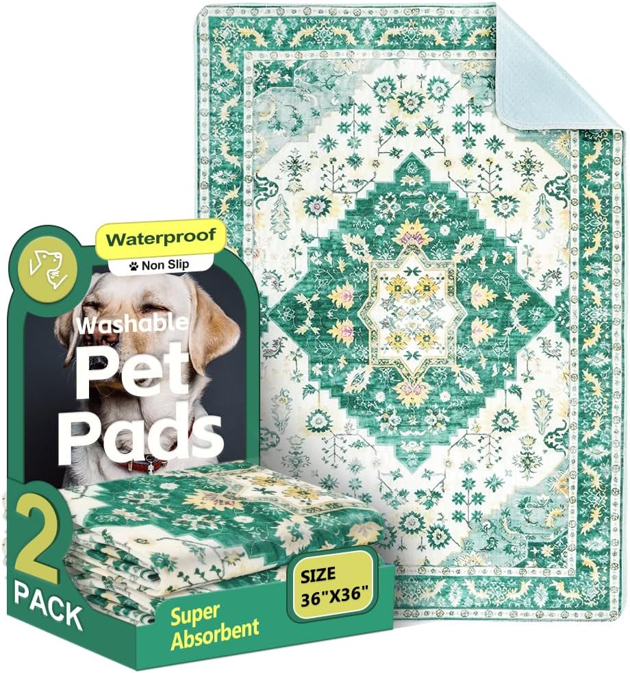 Washable Pee Pads for Dogs, 2 Pack Reusable Puppy Training Pads 40"x26" Super Absorbent Waterproof Dog Training Pads, Non-Slip Potty Pads, Whelping Pads Litter Mat