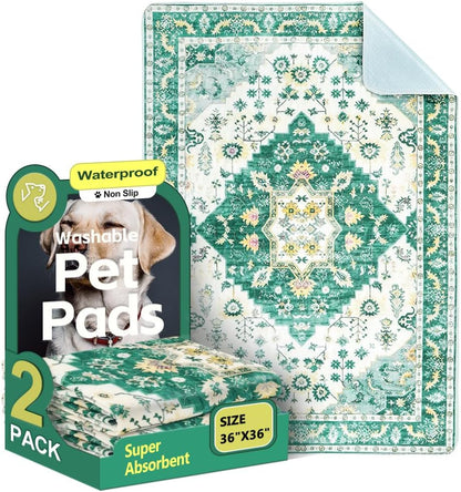 Washable Pee Pads for Dogs, 2 Pack Reusable Puppy Training Pads 40"x26" Super Absorbent Waterproof Dog Training Pads, Non-Slip Potty Pads, Whelping Pads Litter Mat