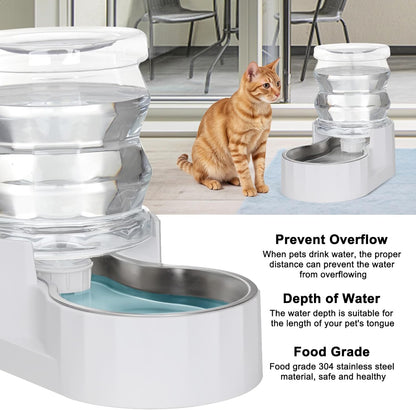 RIZZARI 8L Elevated Pet Water Dispenser – Stainless Steel Gravity Waterer with Auto-Refill Design for Medium and Large Dogs & Senior Pets -Comfortable Drinking Height for Living Rooms,Multi-Pet Homes