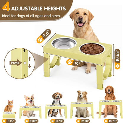 XIAZ Elevated Dog Bowls Large Breed Raised Dogs Bowl Stand Large/Medium Sized Dog Slow Feeder Dogs Bowls Food Water Stands 5 Heights Adjustable 9/11/12/14in Pet Feeder Dish Station