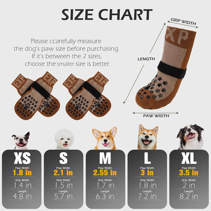 EXPAWLORER Anti Slip Dog Socks to Prevent Licking Paws, Dog Shoes for Hot Pavement Walk, Dog Booties for Hardwood Floors, Dog Boots & Paw Protectors with Grippers for Small Medium Large Senior Dogs M