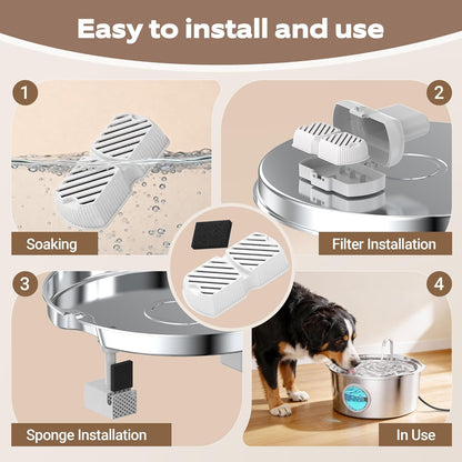 Dog Water Fountain for Large Dogs: 7L/236oz/1.8G Dog Fountain Stainless Steel - Big Cat Drinking Fountain Indoor - Super Quiet Water Fountain for Dogs Inside - for Large Dog Cats & Multi-Pet Home
