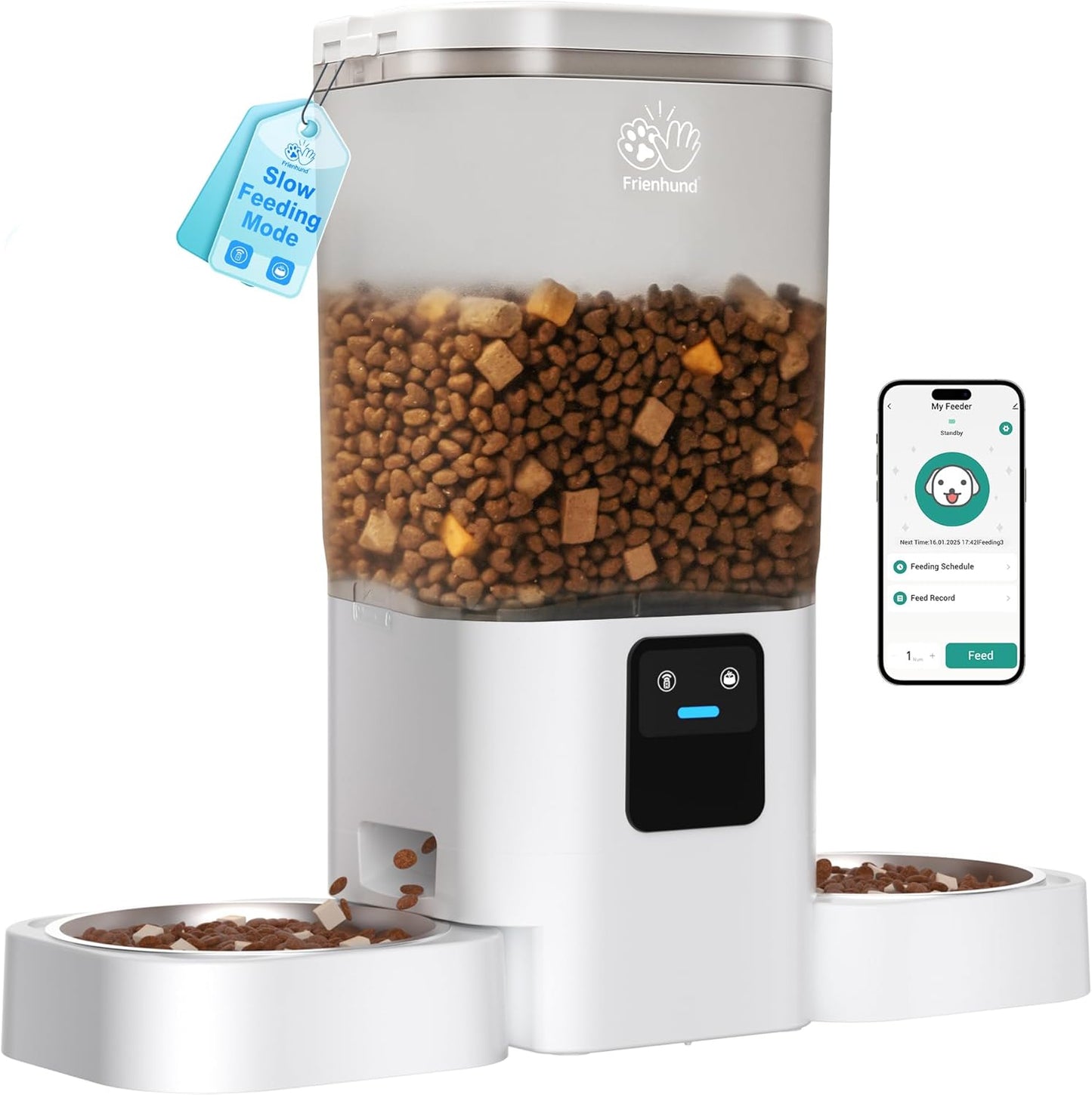 Frienhund Automatic Cat Feeder with 2K Camera: 5G WiFi Automatic Dog Feeder with Night Vision,Cat Food Dispenser with 7L Large Food Storage Container for Multiple Pet,Detachable for Easy Clean -29 Cup