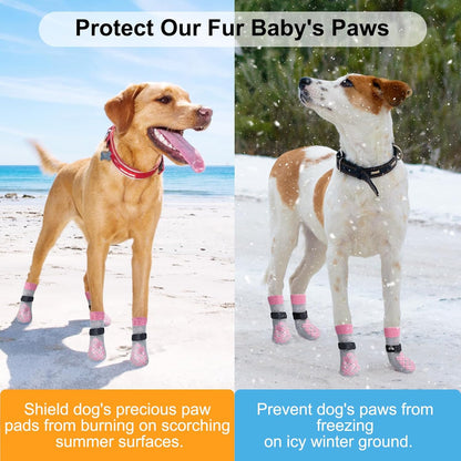 BEAUTYZOO Dog Socks to Prevent Licking Paws -Dog Shoes for Hot Pavement & Hardwood Floors Anti Slip, Traction Control Boots & Paw Protectors with Double Side Grips for Small Medium Large Senior Dogs
