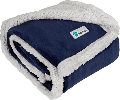 PetAmi Dog Blanket for Medium Large Dogs, Pet Bed Blanket Cat Puppy Kitten, Fleece Furniture Couch Cover Protector Sofa Car, Soft Sherpa Dog Throw Plush Reversible Washable, 40x60 Plaid Dark Gray