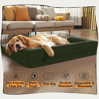 Large Dog Bed Orthopedic Washable - Beds Bolster - Medium XL XLarge Big Dogs - Memory Foam Couch Sofa - Waterproof with Removable Cover