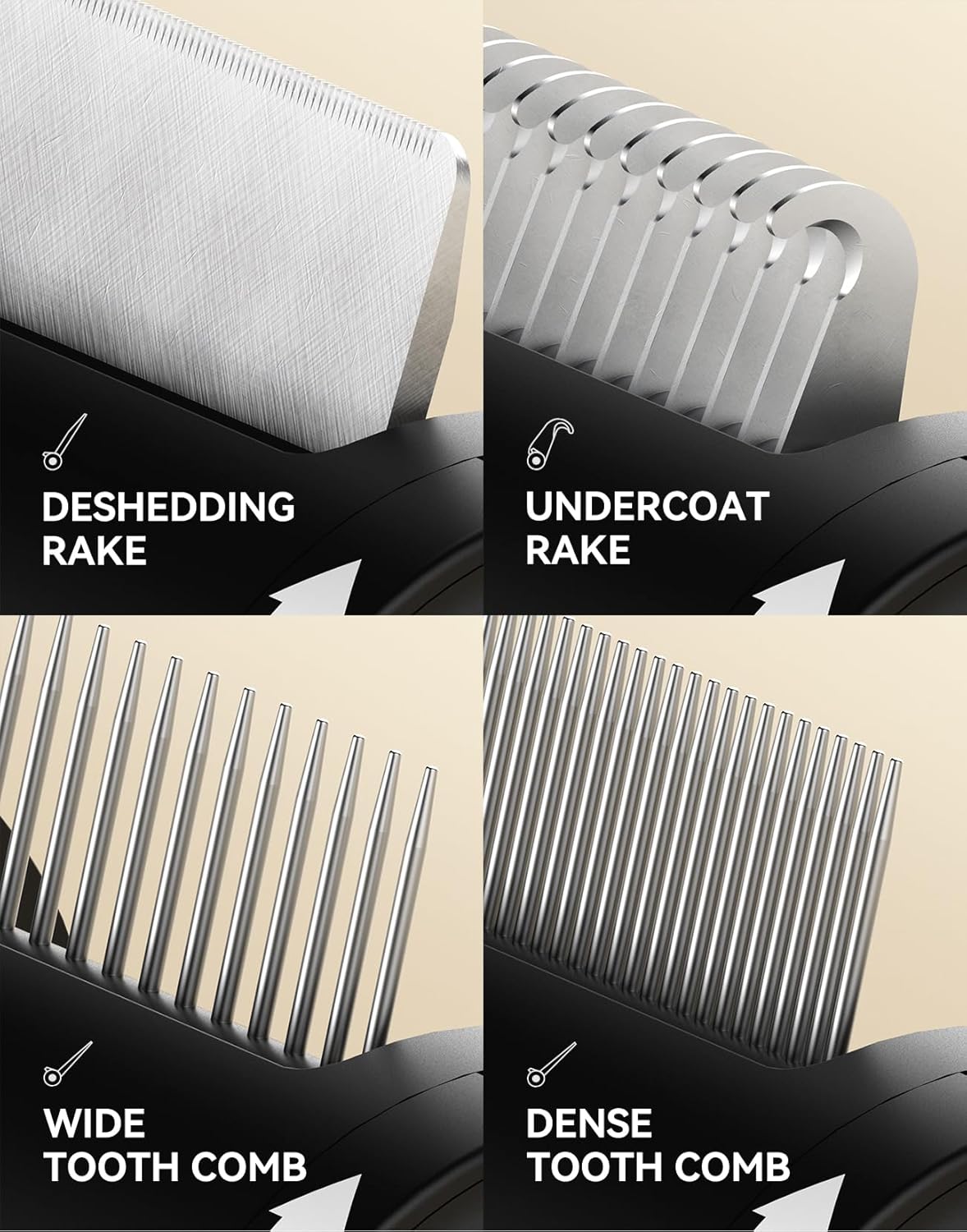 4-in-1 Cat Brush for Shedding, Undercoat Dog Grooming Rake for Deshedding Dematting, Hair Removal Comb Brush for Long & Short Haired Indoor Pets