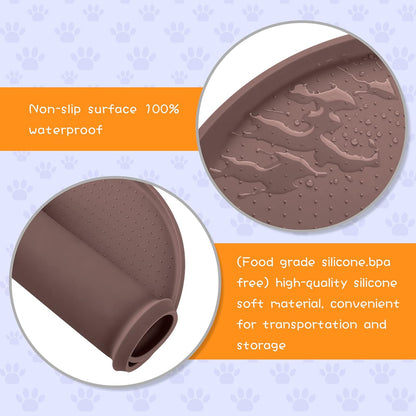 100% Waterproof 0.5" Raised Edge BPA Free Silicone Dog Food Mat, Pet Cat Feeding Mats Contain Spills Protects Floors, Placemats for Cats and Dogs Water Bowl Dishwasher. (Small, Gray)