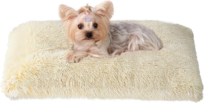 EHEYCIGA Fluffy Dog Crate Bed for Medium Dogs, Plush Faux Fur Crate Pad, Calming Anti Anxiety Medium Dog Bed, Washable Soft Warm Crate Mat with Non-Slip Bottom