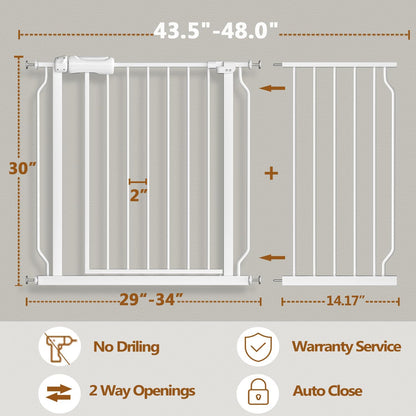 Fairy Baby Extra Wide Baby Gate for Dogs Pressure Monuted Safety Gate for Living Room, Fits 62 Inch to 67 Inch with No Drill Auto Close Dog Gate for Doorways, White