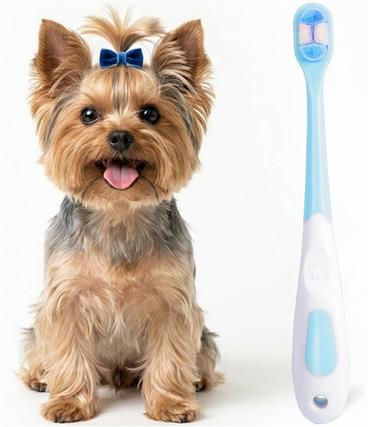 Small Dog Toothbrush, Puppy & Cat Tooth Brushing Kit, Ultra Soft Head Teeth Brush for Kitten & Tiny to Medium Pet, Doggy Toothbrushes Deep Dental Clean, 1 PCS, Pink