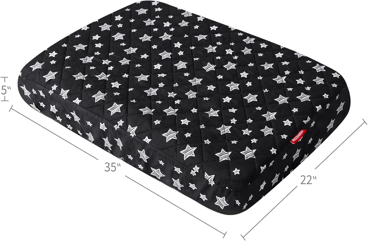 Waterproof Dog Bed Covers Replacement Washable Pet Hair Easy to Remove, Noiseless Quilted Puppy Pet Bed Cover Lovely Grey Star Print 29x41 Inches, for Dog/Cat, Cover Only