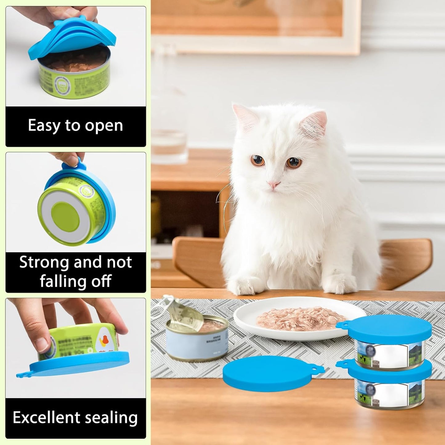 PINE & LINEN 4 Pcs 2.5inch Durable Pet Can Lids, Silicone Small Pet Can Covers Waterproof Cat Food Cans Lids for 3 oz Cat Food Cans（Yellow+Red+Pink+Blue）