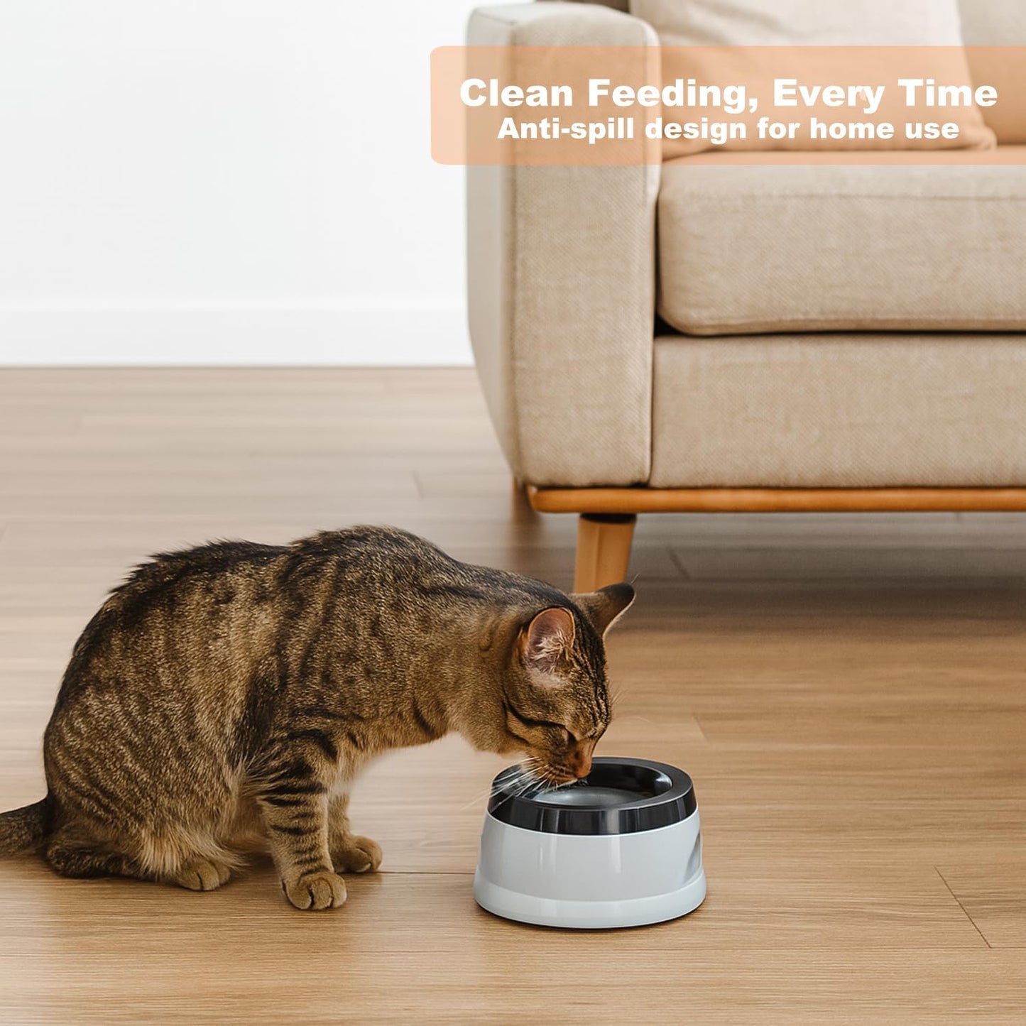Pets No-Spill Slobber Stopper Water Bowl,Splash Proof Drinking Bowl for Home and Travel,No Messy No Drip No Sloppy Water Bowl for Sm-Med Dogs/Cats/Pets 25OZ