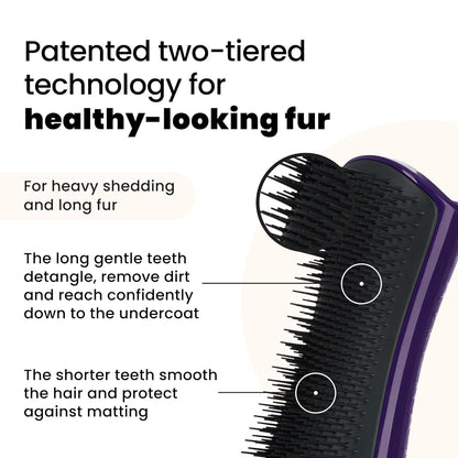 Pet Teezer De-Shedding Dog Brush by Tangle Teezer, Dog Grooming Tool for Long Haired Breeds and Wet or Dry Fur, Large, Blue & Pink
