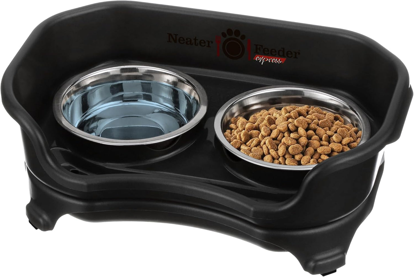 Neater Feeder Express Mess Proof Dog Bowls Elevated for Small Breeds under 15 Lb, Made in USA, No Spill Raised Dog Food Bowl Stand, Stainless Steel Food and Water Bowl Set, Feeding Station, Cappuccino