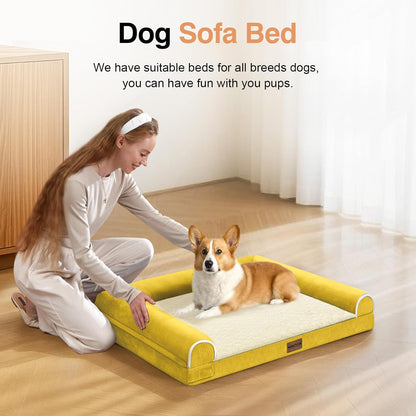 Large Dog Bed Orthopedic Washable: Beds Bolster XL Bed Large Big Dogs Memory Foam Couch Sofa Waterproof with Removable Cover