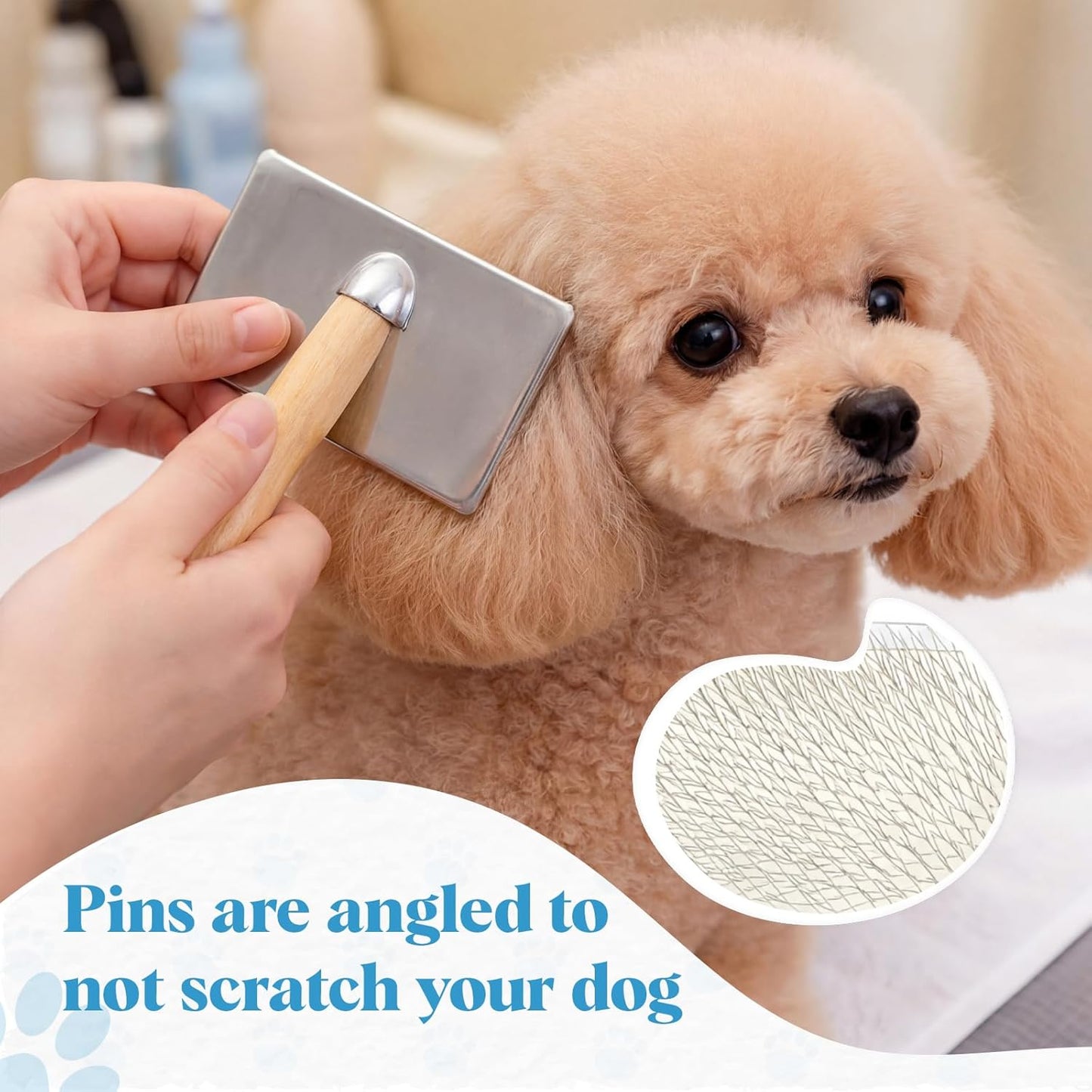 Dog Slicker Brush Set for Shedding Wooden Handle, Pet Deshedding Comb, Long and Short Bristle Comb, Grooming Pin Brush for Dogs Cats, Removes Loose Hair, Mats & Tangles, Grooming Tools Set