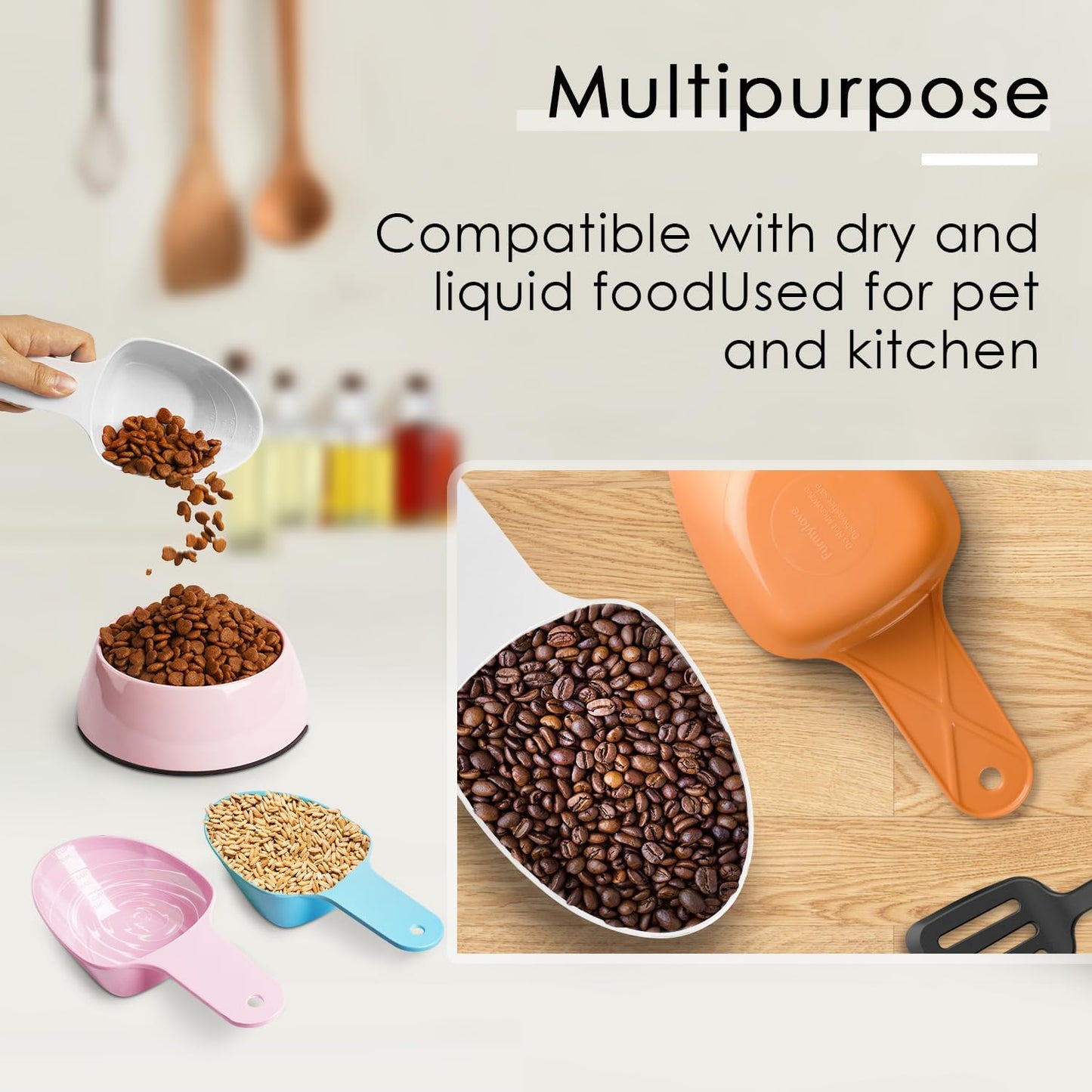 Dog Food Scoop-Melamine Pet Food Measuring Cup - 1 Cup 1/2 Cup 1/4 Cup Dog Cat Bird and Rabbit Food Feeding Scoop Dishwasher Safe - Pink