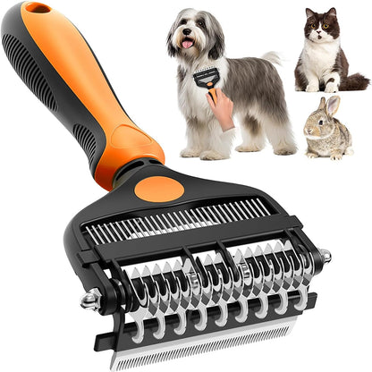 3-in-1 Professional Pet Grooming Brush for Dogs & Cats – Dematting Comb, Undercoat Rake & Deshedding Tool for Long & Short Hair, Heavy Shedding & Matted Fur (Blue)
